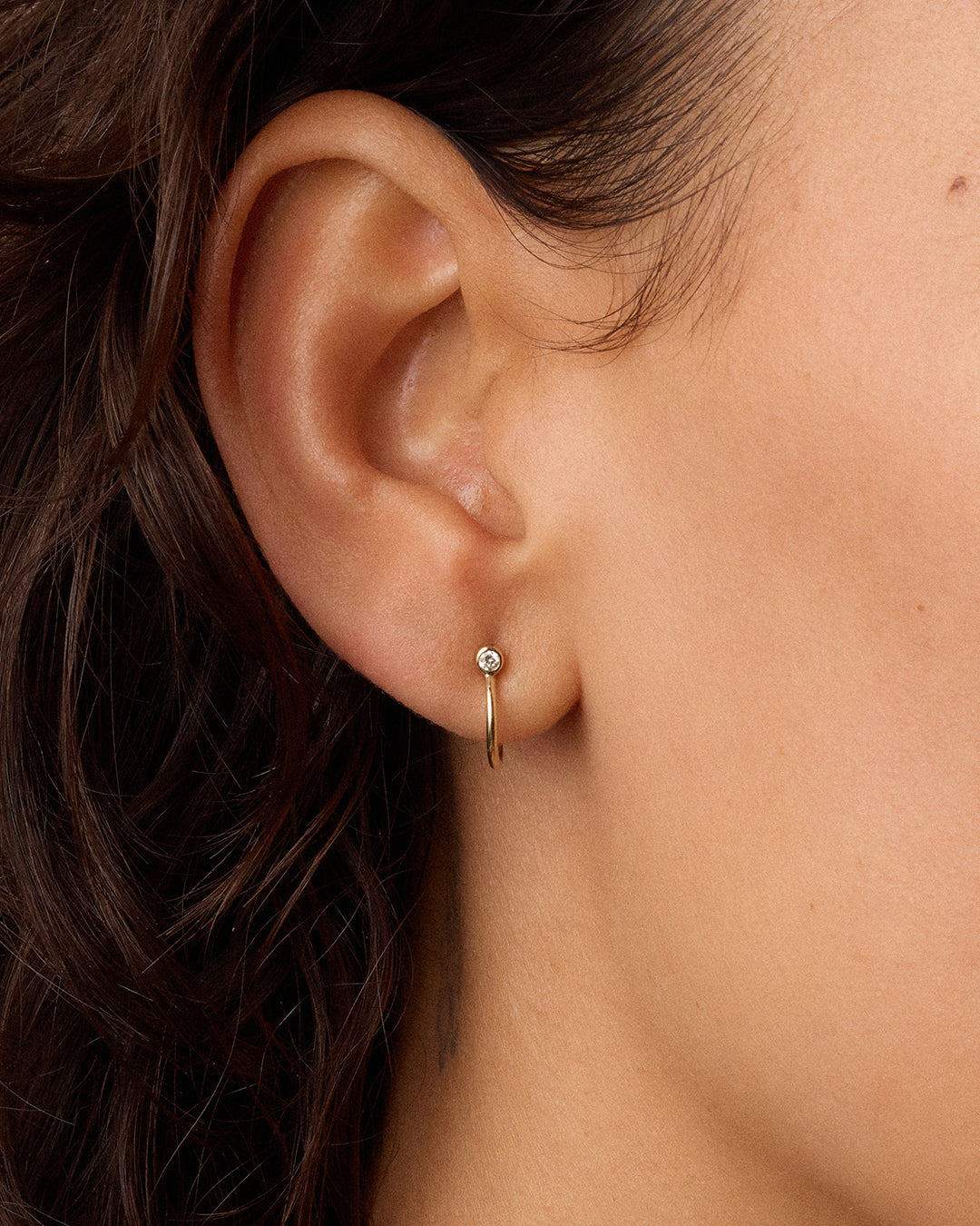 Lab Grown Diamond Circle Stud Single Huggie