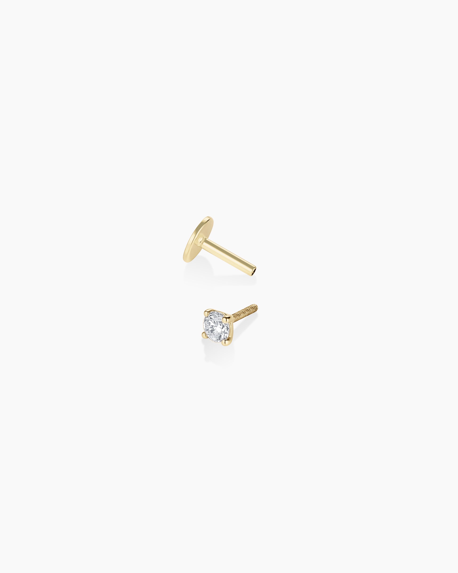 Lab Grown Diamond Solitaire Flat Back Single Stud
