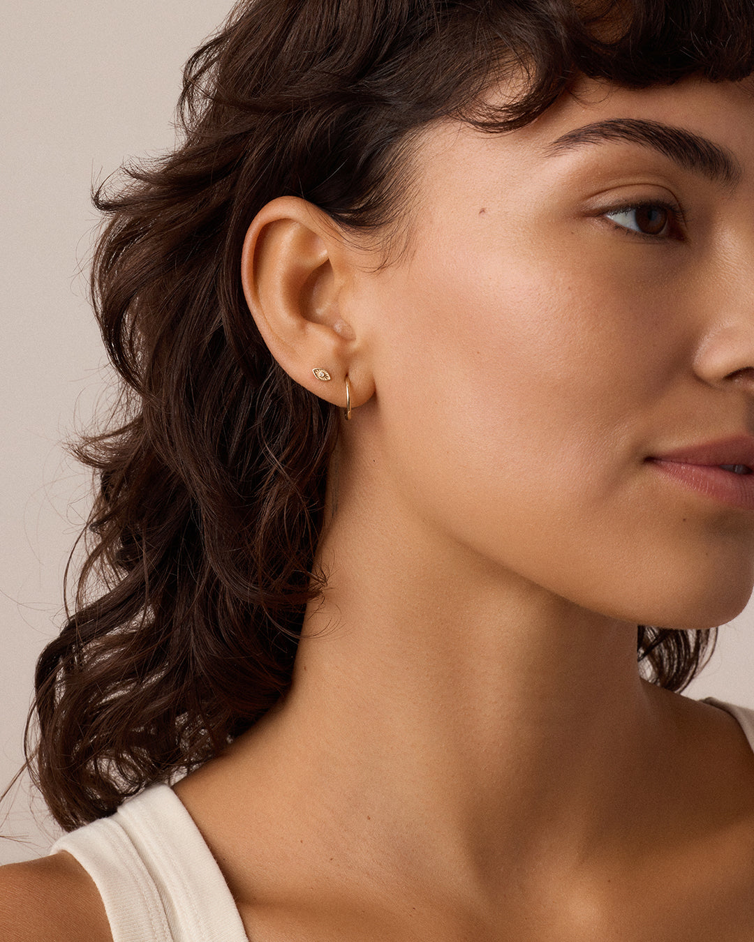 Diamond Evil Eye Flat Back Single Stud