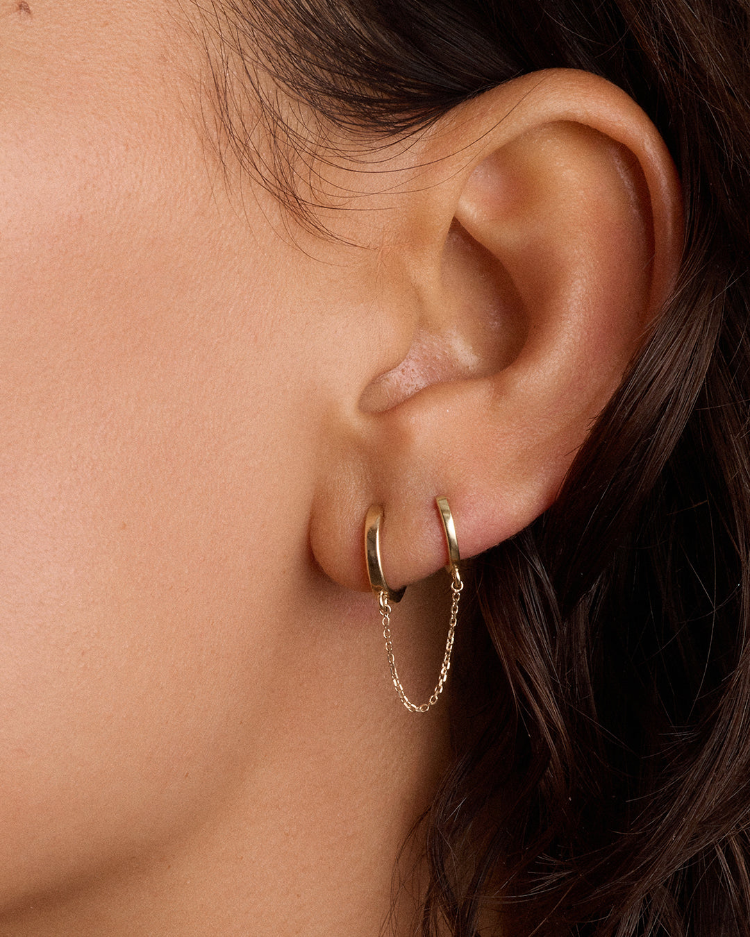 14k Gold Rose Double Huggie