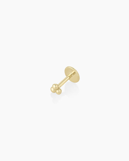 14k Gold Trio Flat Back Single Stud