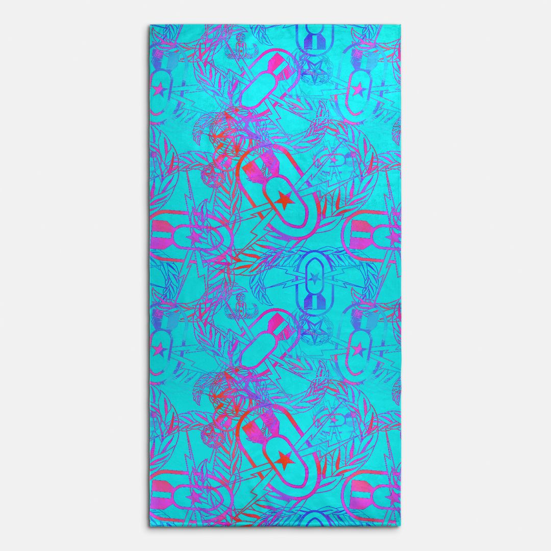 Print On Demand  - Beach Towel - "It's 5 o'clock Somewhere" (Bright on Turquoise)