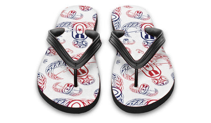 Flip Flops - "EOD Badges x 3" (Red, White, & Blue) Size 5/6