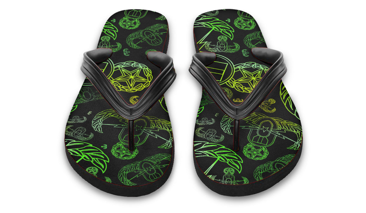 Flip Flops - "EOD Mixed Badges" (Lemon Lime on Black)
