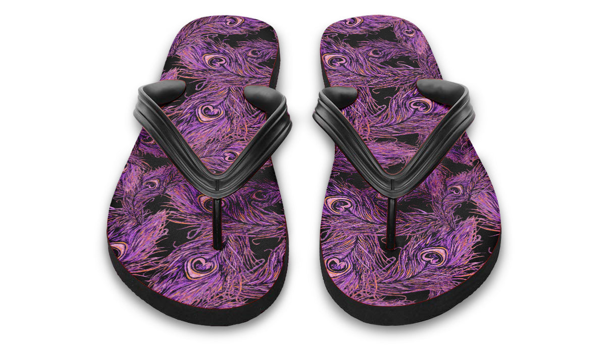 Print On Demand - Flip Flops - "Peacock Feathers" (Purple)
