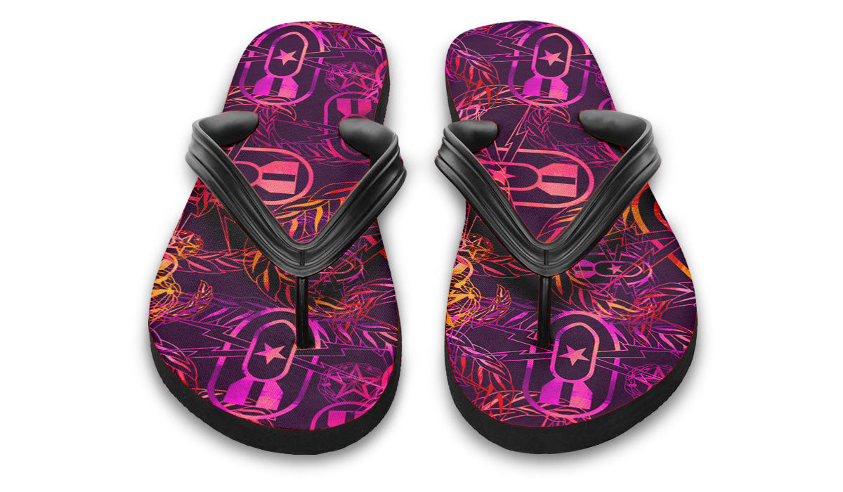 Flip Flops - "It's 5 o'clock Somewhere" (Yellow/Orange/Purple) Size 5/6