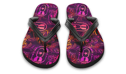 Flip Flops - "It's 5 o'clock Somewhere" (Yellow/Orange/Purple) Size 5/6