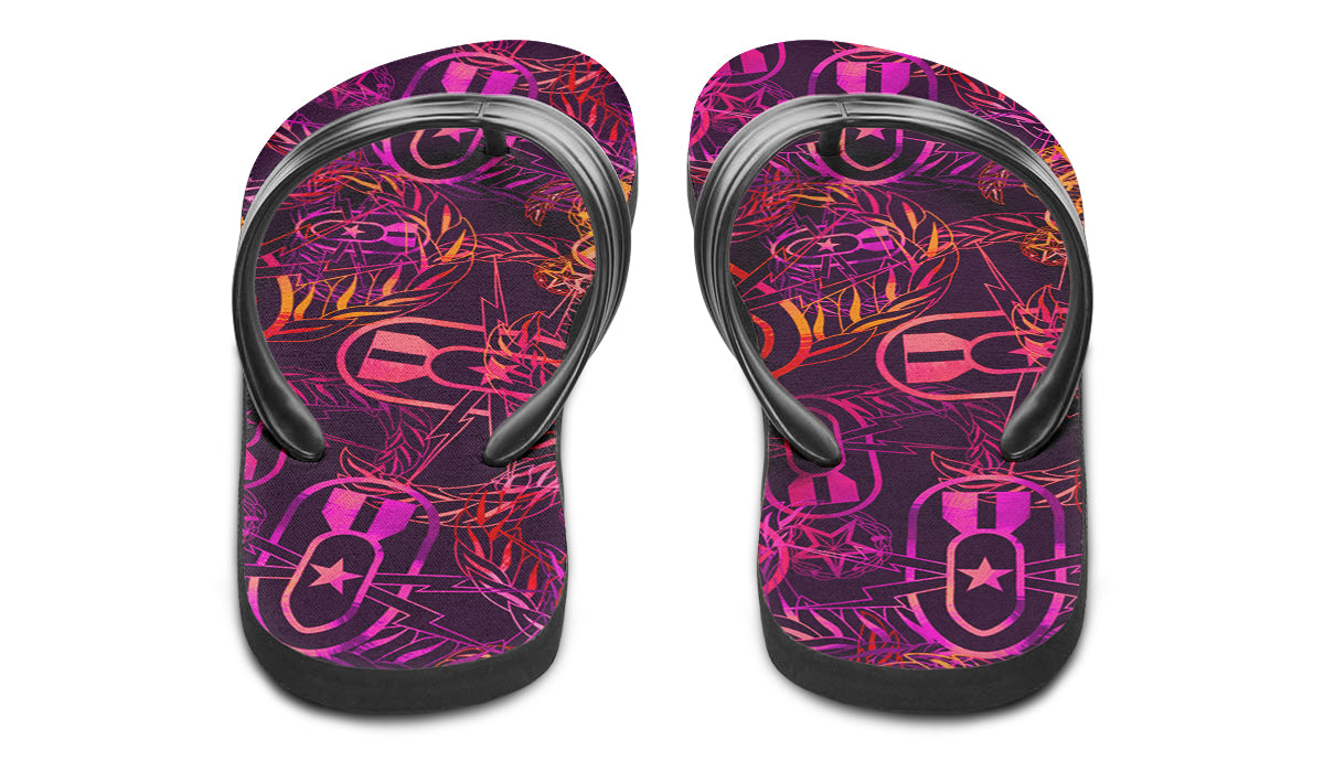 Flip Flops - "It's 5 o'clock Somewhere" (Yellow/Orange/Purple) Size 5/6