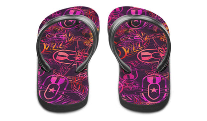 Flip Flops - "It's 5 o'clock Somewhere" (Yellow/Orange/Purple) Size 5/6