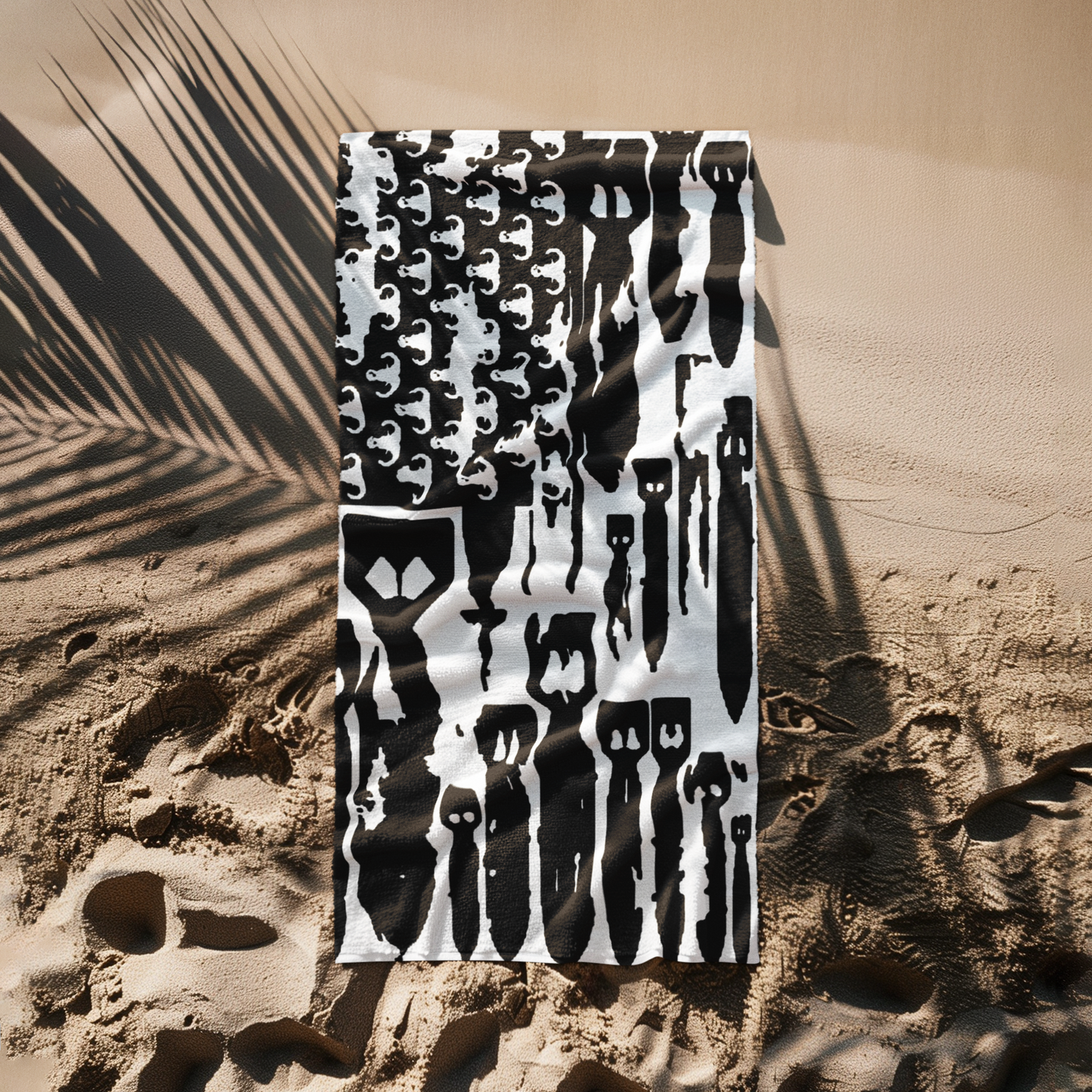 Print On Demand  - Beach Towel - "EOD Bomb Flag" (Black on White)