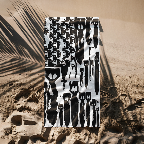 Print On Demand  - Beach Towel - "EOD Bomb Flag" (Black on White)
