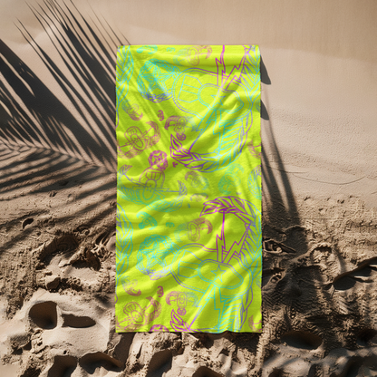 Print On Demand  - Beach Towel - "EOD Mixed Badges" (Multicolor on Yellow)