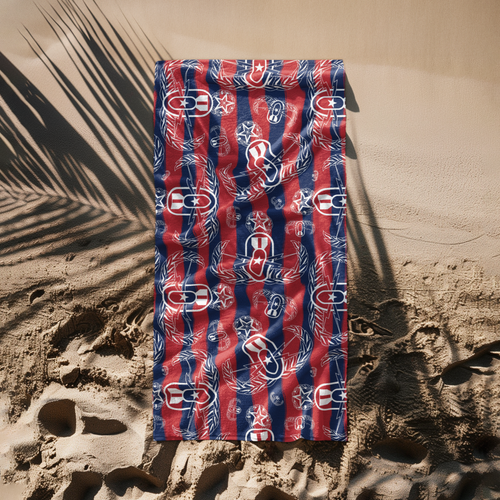 Print On Demand  - Beach Towel - "Badges & Stripes"