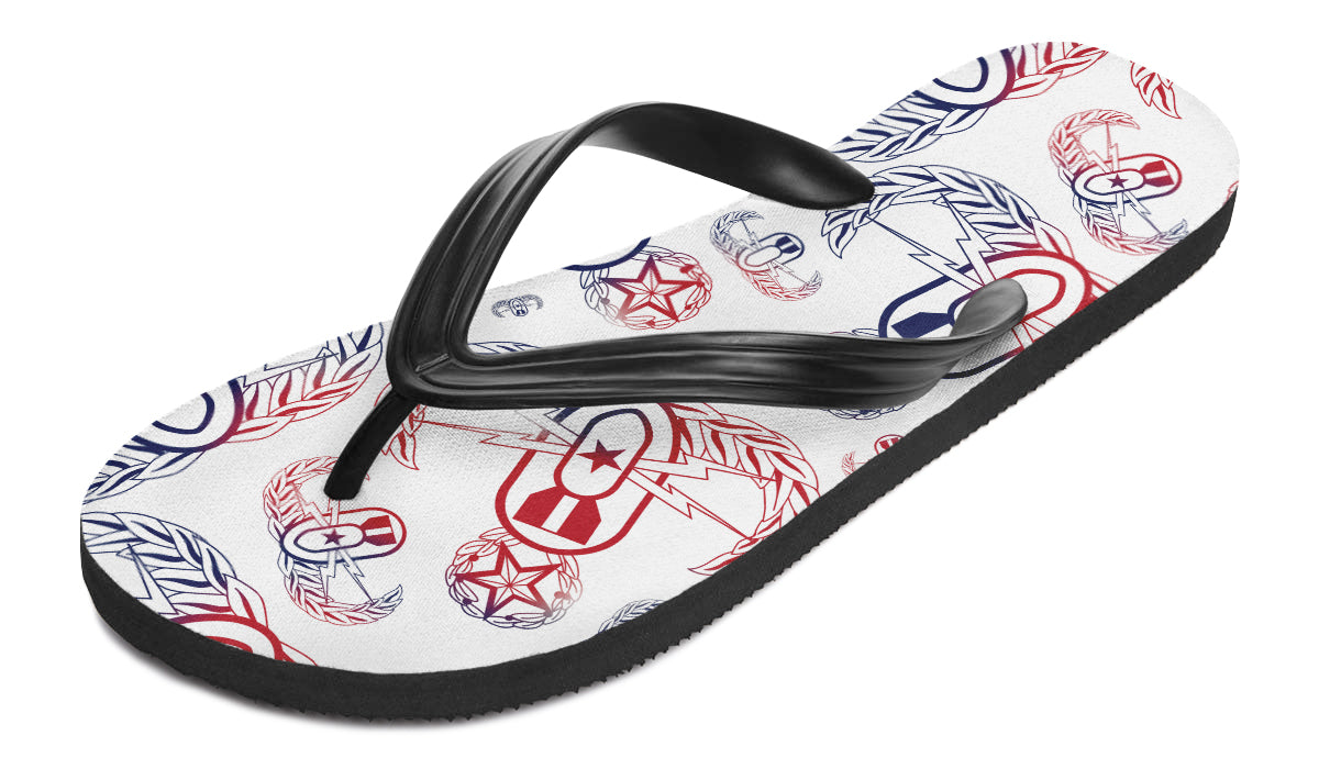 Flip Flops - "EOD Badges x 3" (Red, White, & Blue) Size 5/6