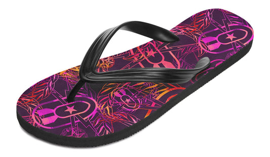 Flip Flops - "It's 5 o'clock Somewhere" (Yellow/Orange/Purple) Size 5/6